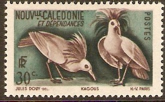 New Caledonia 1948 30c Purple and green. SG307.