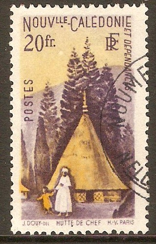 New Caledonia 1948 20f Violet and yellow. SG323.