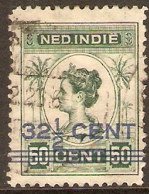 Netherlands Indies 1921 32c on 50c Green. SG253.