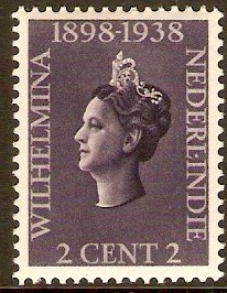 Netherlands Indies 1938 2c Violet Coronation Anniversary. SG390.
