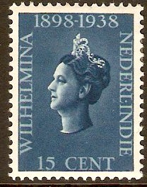 Netherlands Indies 1938 15c Blue Coronation Anniversary. SG392.