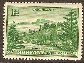 Norfolk Island 1947 1d Emerald-green. SG3. - Click Image to Close