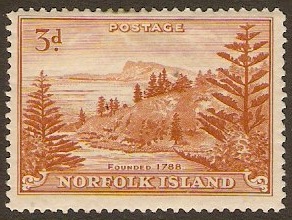 Norfolk Island 1947 3d Chestnut. SG6.