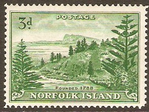 Norfolk Island 1947 3d Emerald-green. SG6a.