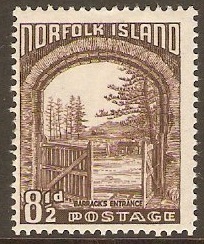 Norfolk Island 1953 8d Chocolate. SG16.