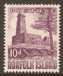 Norfolk Island 1953 10d Reddish violet. SG17.