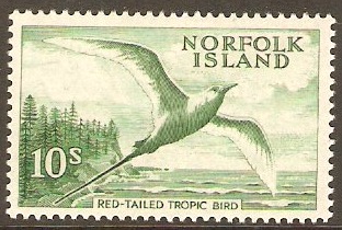 Norfolk Island 1960 10s Emerald green. SG36.