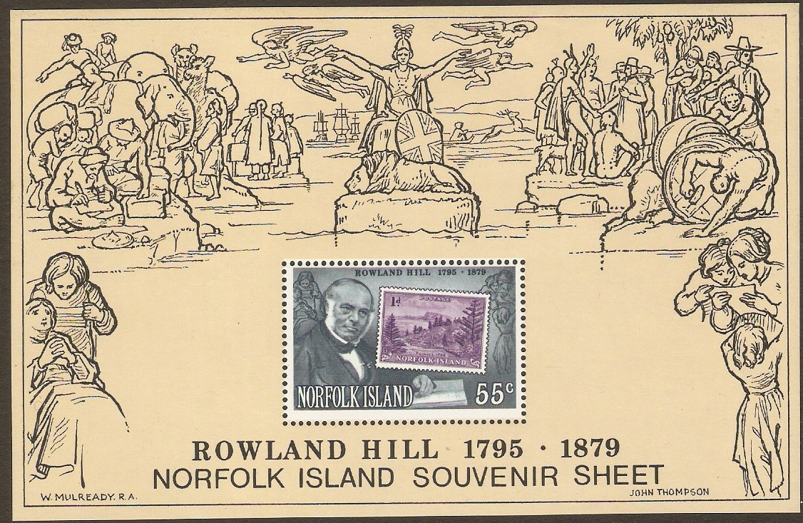 Norfolk Island 1979 Rowland Hill Commemoration Sheet. SGMS228.