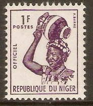 Niger 1962 1f Violet - Official Stamp. SGO121.