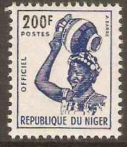 Niger 1962 200f Blue - Official Stamp. SGO134.