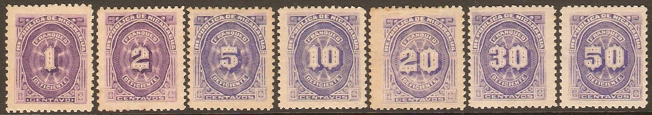 Nicaragua 1896 Violet Postage Due Set. SGD108A-SGD114A.