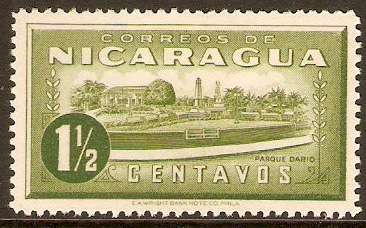 Nicaragua 1939 1c Yellow-green. SG1003.