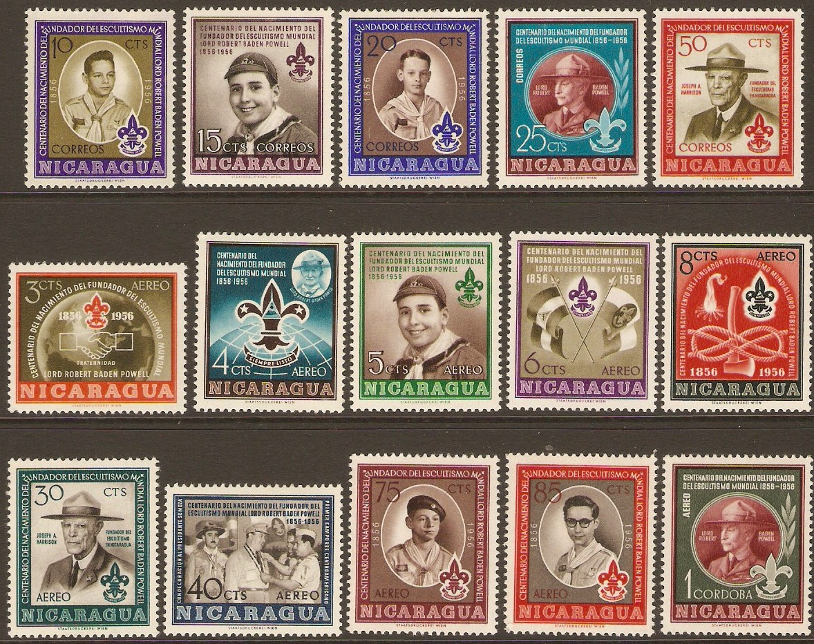 Nicaragua 1957 Baden-Powell Anniversary Set. SG1263-SG1277.