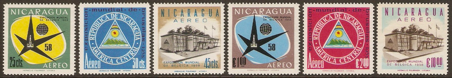 Nicaragua 1958 Brussels Exhibition Set. SG1312-SG1317.