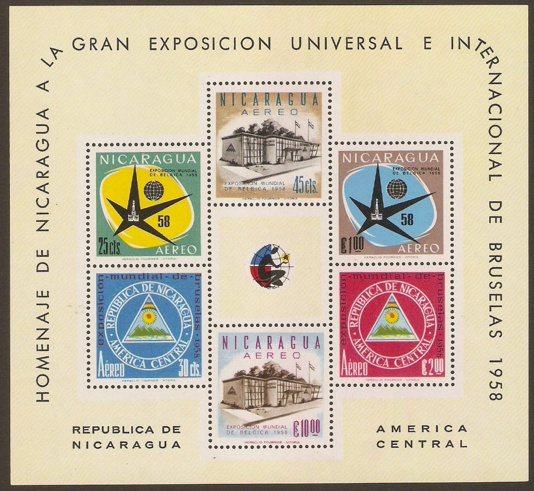 Nicaragua 1958 Brussels Exhibition Sheet. SGMS1317a.