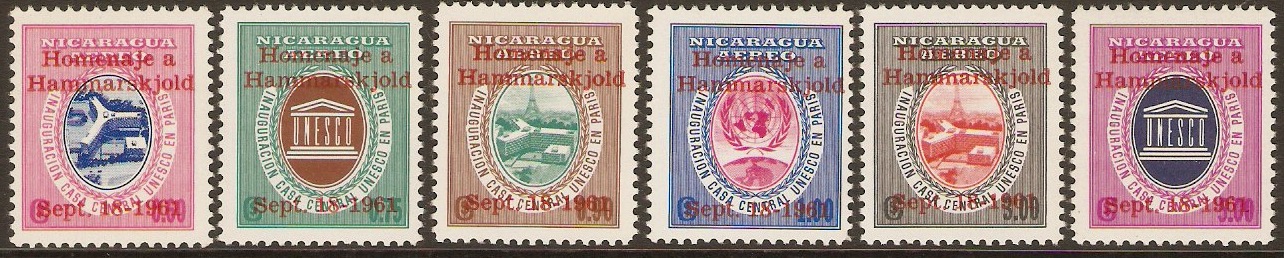 Nicaragua 1961 Hammarskjold Commemoration Set. SG1442-SG1447.