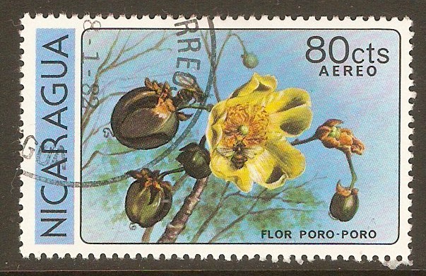 Nicaragua 1979 80c Flowers series - Air stamp. SG2205.