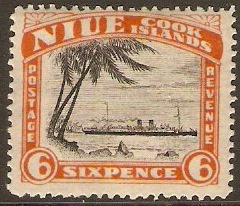 Niue 1932 6d Black and orange-vermilion. SG60.