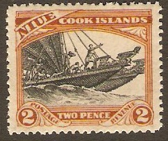 Niue 1932 2d Black and red-brown. SG57.
