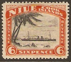 Niue 1932 6d Black and red-orange. SG67.