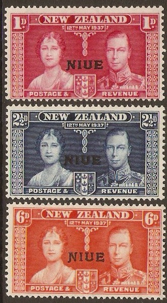 Niue 1937 Coronation Set. SG72-SG74.
