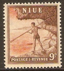 Niue 1950 9d Orange and brown. SG119.