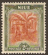 Niue 1950 2s Brown-orange and dull green. SG121.