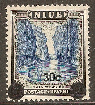 Niue 1967 30c on 3s Decimal Currency overprint series. SG133.