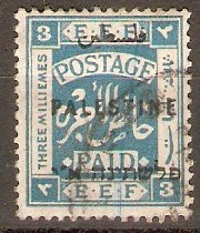 Palestine 1922 3m Greenish blue. SG73.