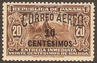 Panama 1929 10c on 20c Brown. SG268.