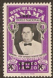 Panama 1957 10c on 6c Black and violet. SG614.