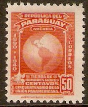Paraguay 1940 50c Red-orange - Pan-American Union series. SG544.