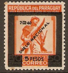 Paraguay 1940 5p on 50c Orange. SG556.