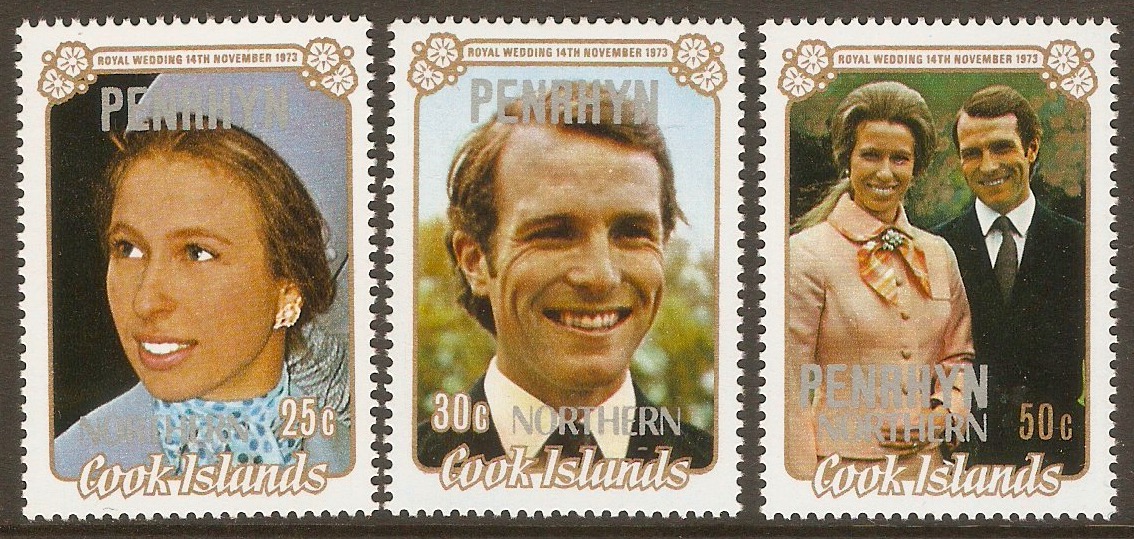 Penrhyn Island 1973 Royal Wedding Set. SG53-SG55.