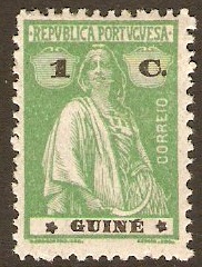 Portuguese Guinea 1919 1c Yellow-green - Ceres Series. SG210.
