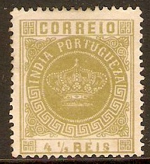 Portuguese India 1882 4r Olive-green. SG205A(I). - Click Image to Close