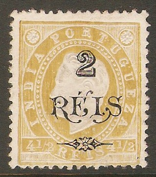 Portuguese India 1902 2r on 4r Olive-green. SG300.