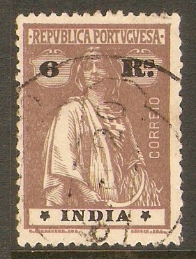 Portuguese India 1915 6r Chocolate. SG467.