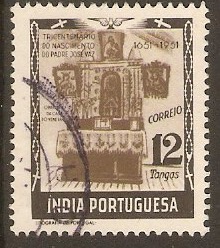 Portuguese India 1951 12t Grey-brown and black. SG605.