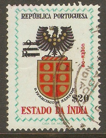 Portuguese India 1959 20c on 9r New Currency series. SG663.
