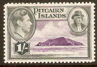 Pitcairn Islands 1940 1s Violet and grey. SG7.