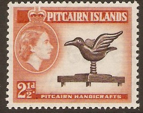 Pitcairn Islands 1957 2d Deep brown and red-orange. SG21.