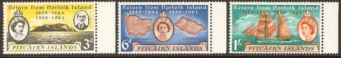 Pitcairn Islands 1961 Islander's Return Anniversary. SG29-SG31.