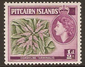 Pitcairn Islands 1963 d Green and reddish purple. SG33.