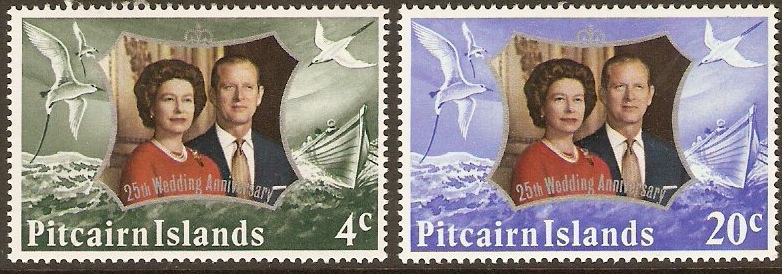 Pitcairn Islands 1972 Silver Wedding Set. SG124-SG125.
