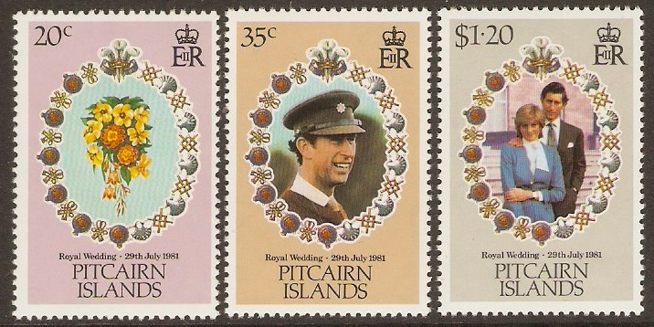Pitcairn Islands 1981 Royal Wedding Set. SG219-SG221.
