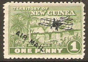 New Guinea 1931 1d Green - Air Mail Overprint. SG138.