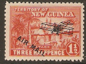 New Guinea 1931 1d Orange-vermilion - Air Mail Overprint. SG139
