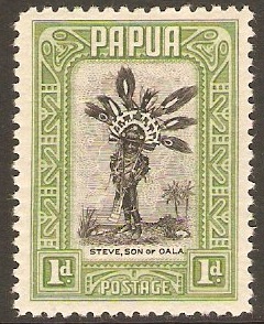 Papua 1932 1d Black and green. SG131.