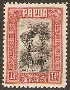 Papua 1932 1d Black and lake. SG132.